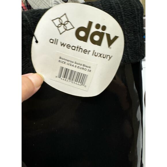 dav Womens Boots Sz 8 US 38 EU Black Rain Boots Sweater Trim Fleece Inside NEW - Picture 8 of 8